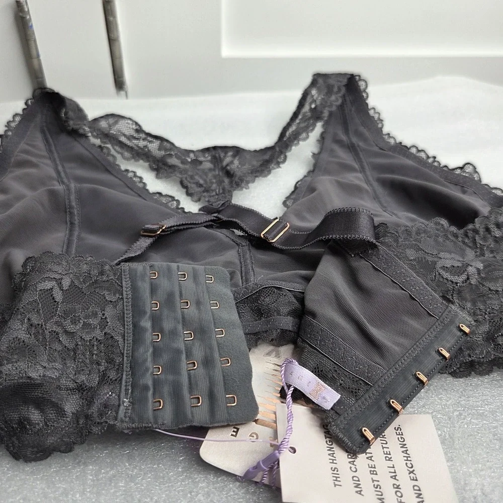 Savage X Fenty Black Floral Lace Racerback Bralette Size 3X NWT - Picture 7 of 7